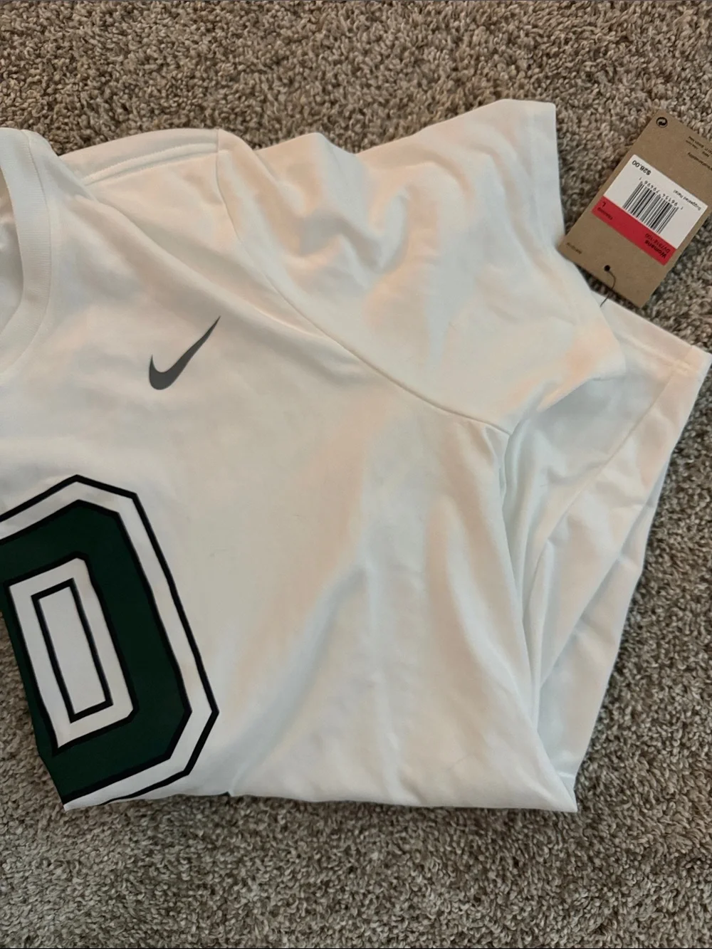 Nike White Short Sleeve Golf Graphic Tee with Green 'D'